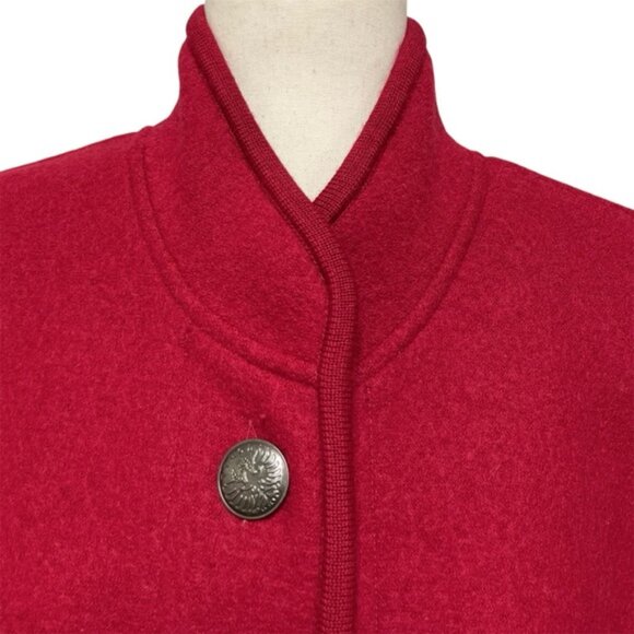 Geiger Austria Vintage Red Boiled Wool Full Length Classic Overcoat Size 36 - Picture 4 of 15